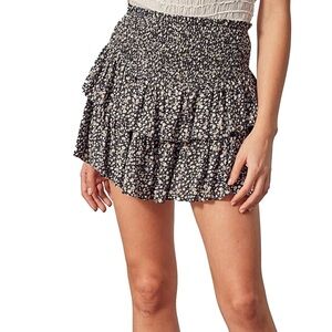 Floral Black Ruffle Skort NWOT